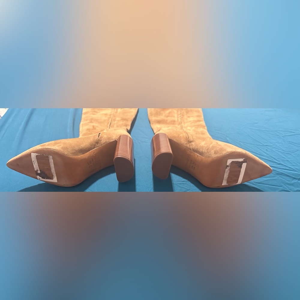 Vince Suede Mid-Calf Pointed Toe Block Heel Boots 7 EU37 Retail $598 - Picture 4 of 8